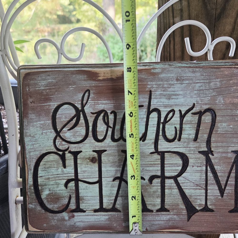 Handmade, Rustic, And Distressed Blue "Southern Charm" Sign - Picture 7 of 7